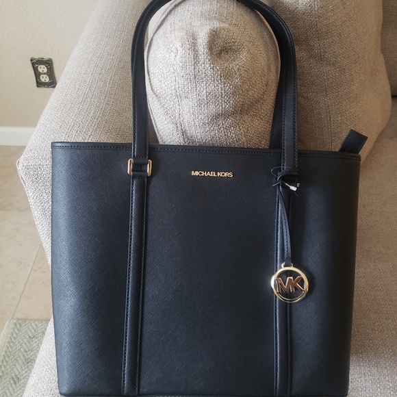 Michael Kors Sady Saffiano Black Medium Tote Bag - Picture 13 of 14